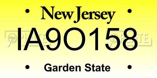 IA9O158 New Jersey License Plate
