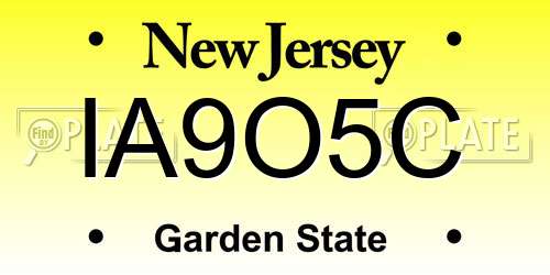 IA9O5C New Jersey License Plate