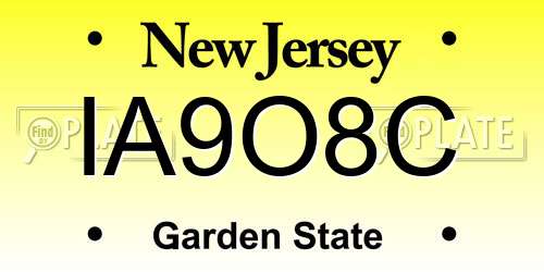 IA9O8C New Jersey License Plate