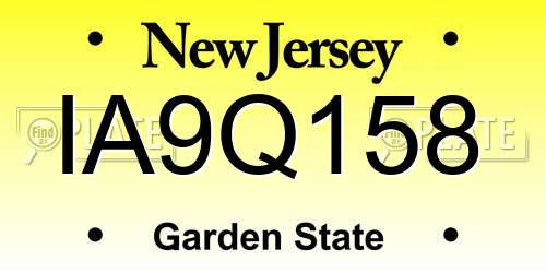 IA9Q158 New Jersey License Plate