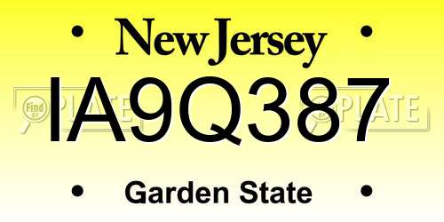 IA9Q387 New Jersey License Plate