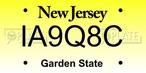 IA9Q8C New Jersey License Plate