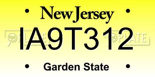IA9T312 New Jersey License Plate