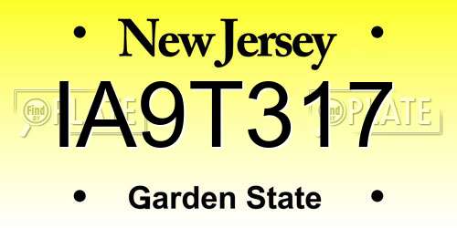 IA9T317 New Jersey License Plate