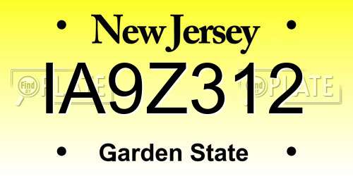 IA9Z312 New Jersey License Plate