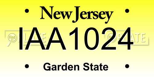 IAA1024 New Jersey License Plate