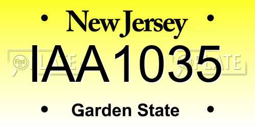 IAA1035 New Jersey License Plate