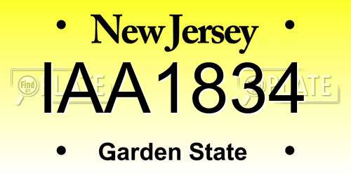 IAA1834 New Jersey License Plate