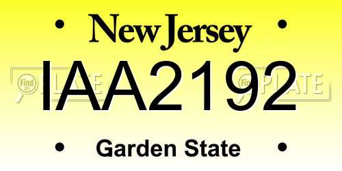 IAA2192 New Jersey License Plate