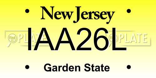 IAA26L New Jersey License Plate
