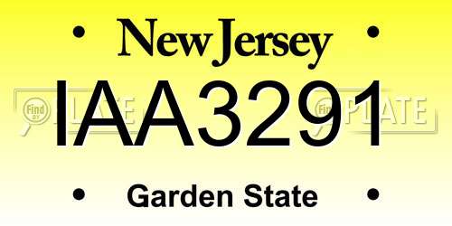 IAA3291 New Jersey License Plate