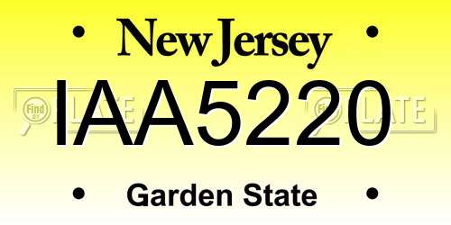 IAA5220 New Jersey License Plate