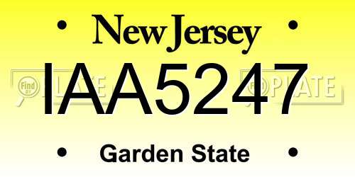 IAA5247 New Jersey License Plate