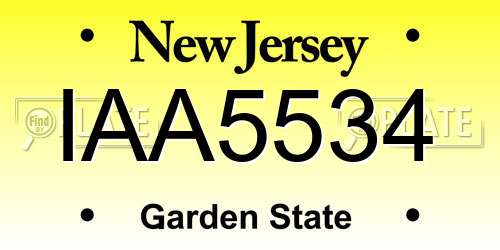 IAA5534 New Jersey License Plate