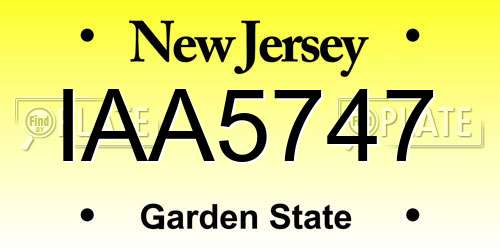 IAA5747 New Jersey License Plate