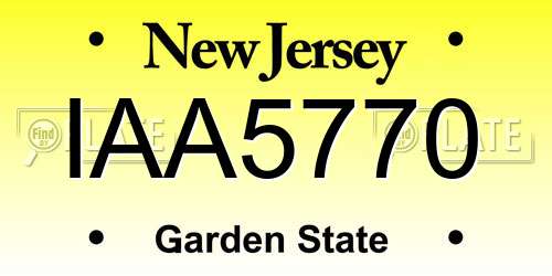 IAA5770 New Jersey License Plate