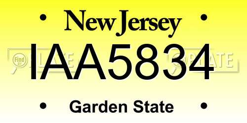 IAA5834 New Jersey License Plate