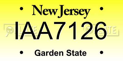 IAA7126 New Jersey License Plate