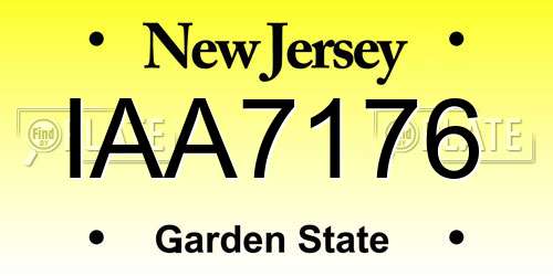 IAA7176 New Jersey License Plate