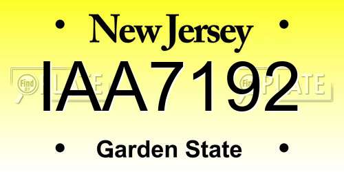 IAA7192 New Jersey License Plate