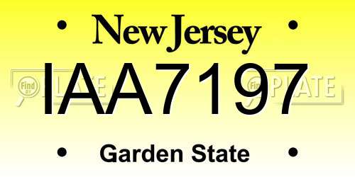 IAA7197 New Jersey License Plate