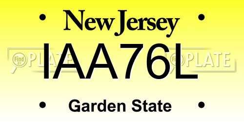 IAA76L New Jersey License Plate