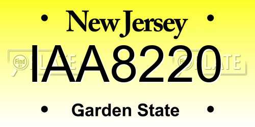 IAA8220 New Jersey License Plate