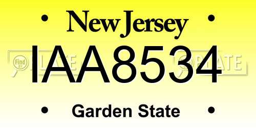 IAA8534 New Jersey License Plate