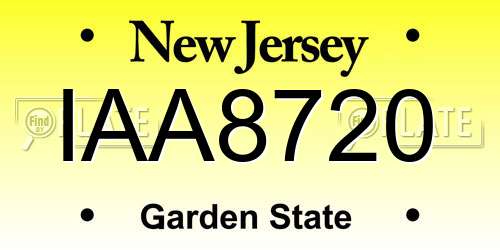 IAA8720 New Jersey License Plate