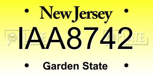 IAA8742 New Jersey License Plate