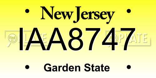 IAA8747 New Jersey License Plate