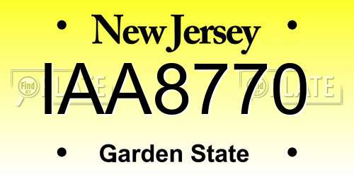 IAA8770 New Jersey License Plate