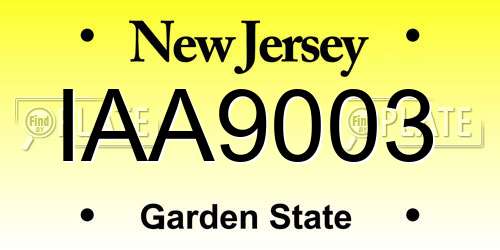 IAA9003 New Jersey License Plate