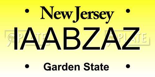 IAABZAZ New Jersey License Plate