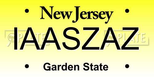 IAASZAZ New Jersey License Plate