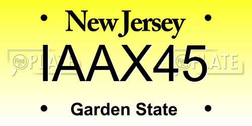 IAAX45 New Jersey License Plate