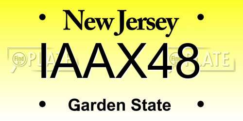 IAAX48 New Jersey License Plate