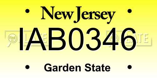 IAB0346 New Jersey License Plate