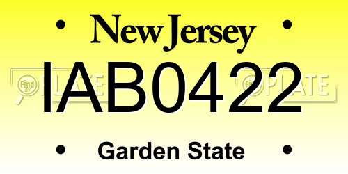 IAB0422 New Jersey License Plate