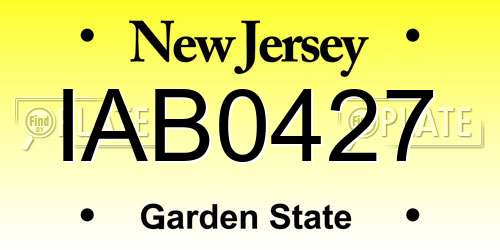 IAB0427 New Jersey License Plate