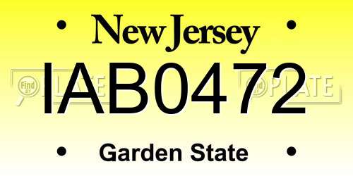 IAB0472 New Jersey License Plate