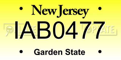 IAB0477 New Jersey License Plate