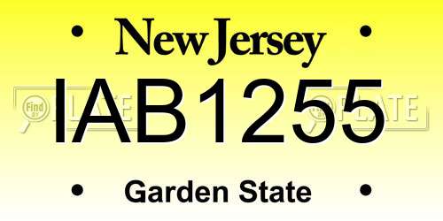 IAB1255 New Jersey License Plate