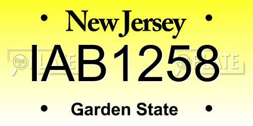 IAB1258 New Jersey License Plate