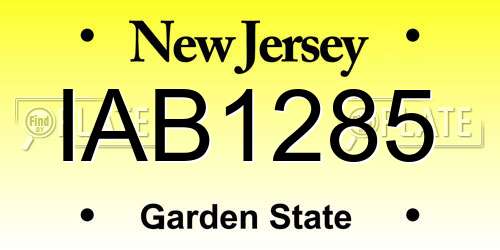 IAB1285 New Jersey License Plate