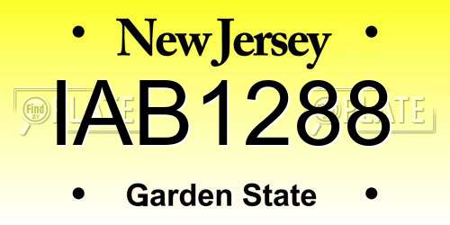 IAB1288 New Jersey License Plate