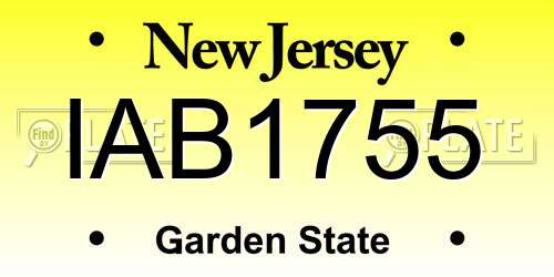 IAB1755 New Jersey License Plate