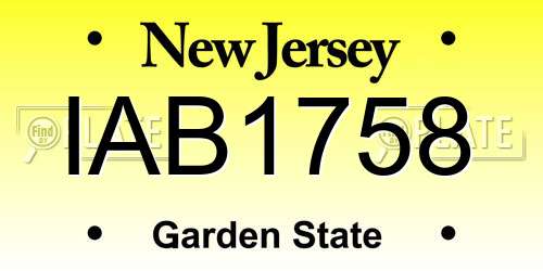 IAB1758 New Jersey License Plate