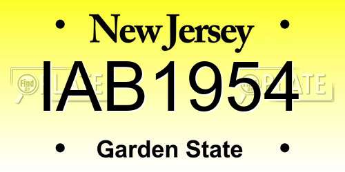 IAB1954 New Jersey License Plate
