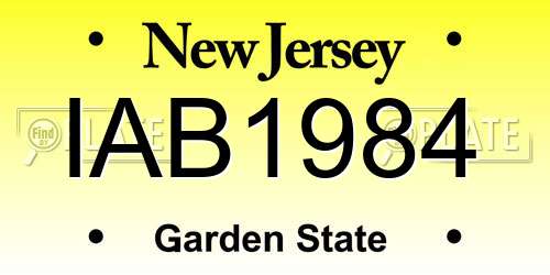 IAB1984 New Jersey License Plate
